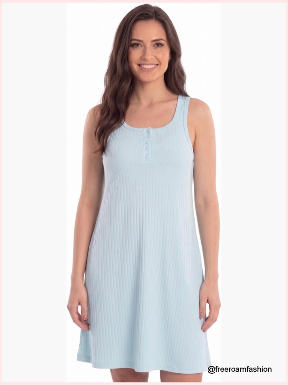 Sleeveless Henley Nightgown Soft Stretch Tank Sleep Shirt Dress Size M - Picture 1 of 6